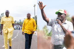 Photo collage of President William Ruto, Kithure Kindiki and Rigathi Gachagua